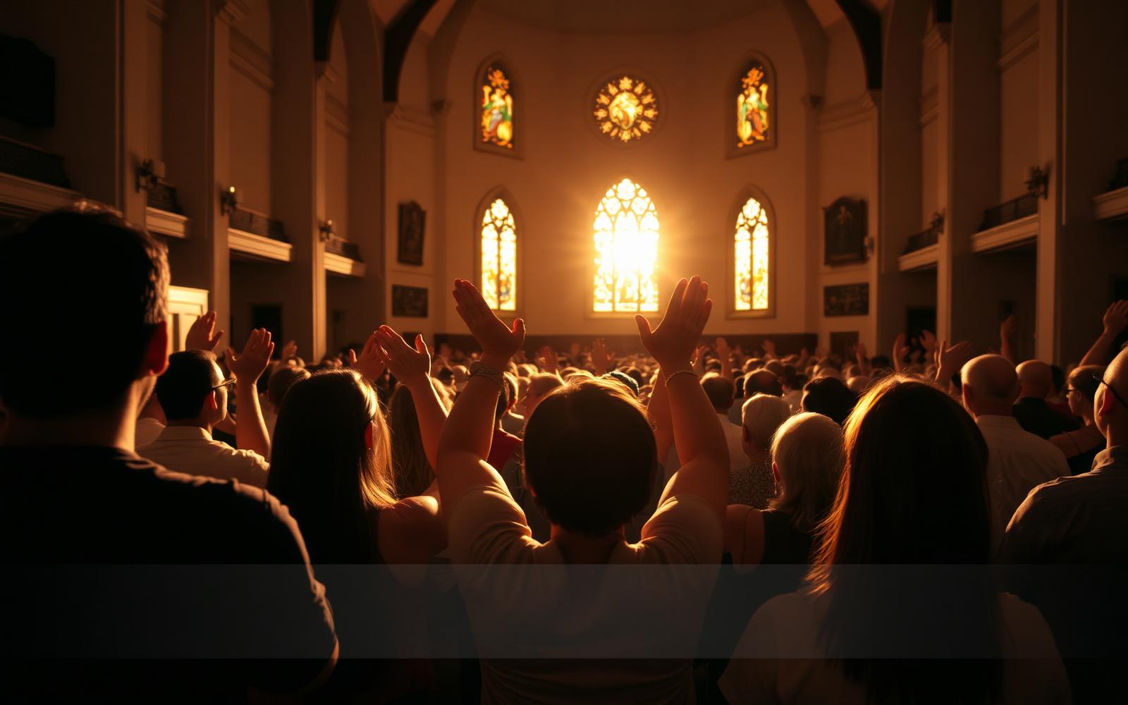 Diverse congregation in worship